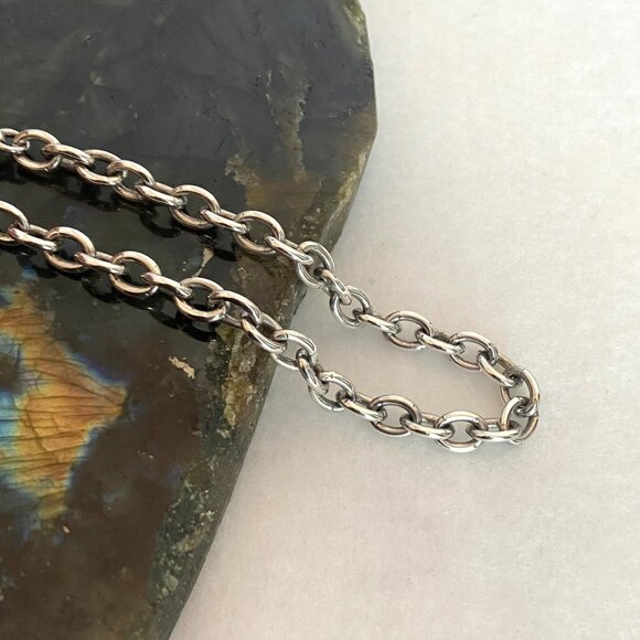 Solid Sterling Silver 925 5.8MM Oval Cable Chain Charm Bracelet 7.75" - Picture 4 of 16